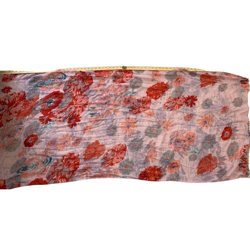 NEW WITH TAGS WOMEN PINK AND RED Premium Soft Flower Floral Print Scarf -‎ - Picture 6 of 6